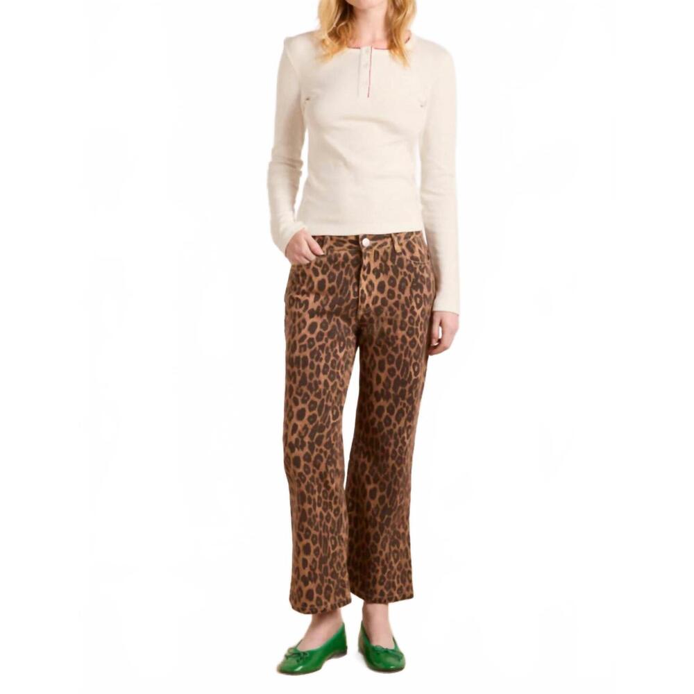 Leopard Print Wide-Leg Pants - Brown